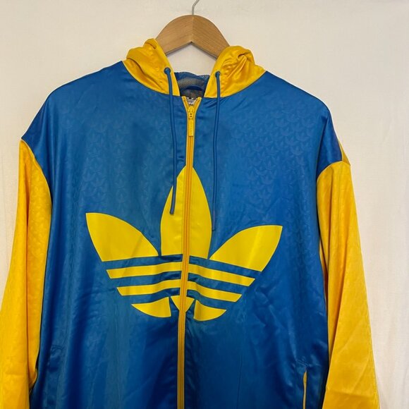 NWT Adidas Originals Adicolor 70s Colorblock Windbreaker Blue/Yellow Medium - Picture 3 of 10